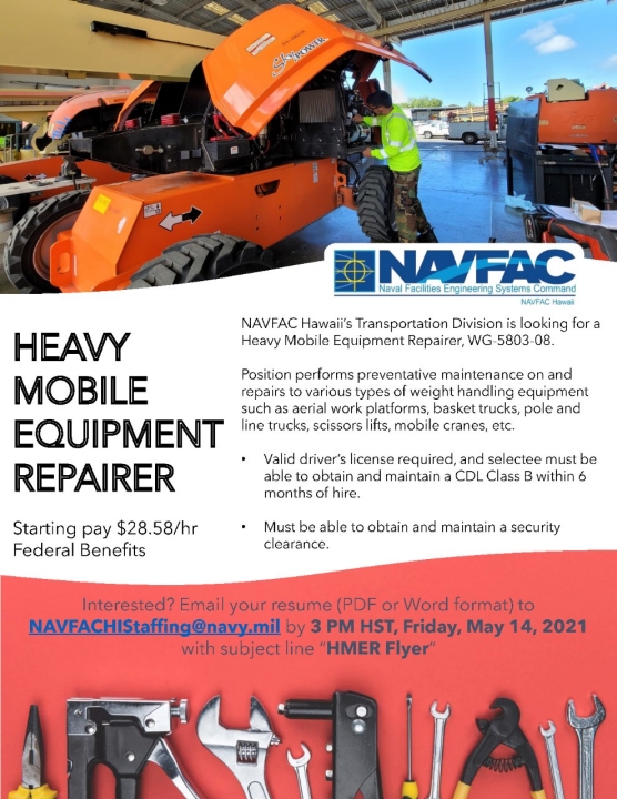 Heavy Mobile Equipment Repairer - May Hiring Flyer
